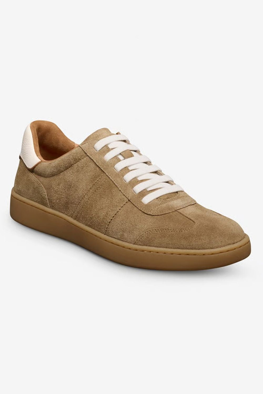 Ludlow Slip-On Stretch-Lace Sneaker in Desert Tan Suede by Allen Edmonds