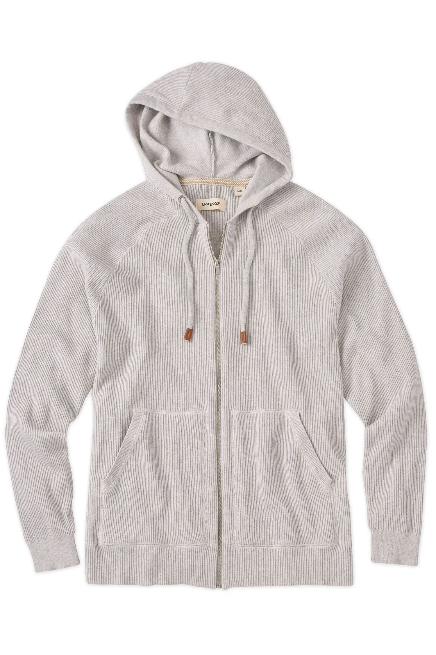 Cashmere Blend Raglan Sleeve Zip-Front Hoodie in Grey by Borgo28