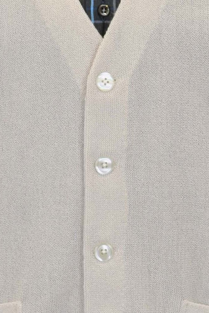Baby Alpaca 'Links Stitch' V-Neck Cardigan Sweater in Natural Vanilla by Peru Unlimited