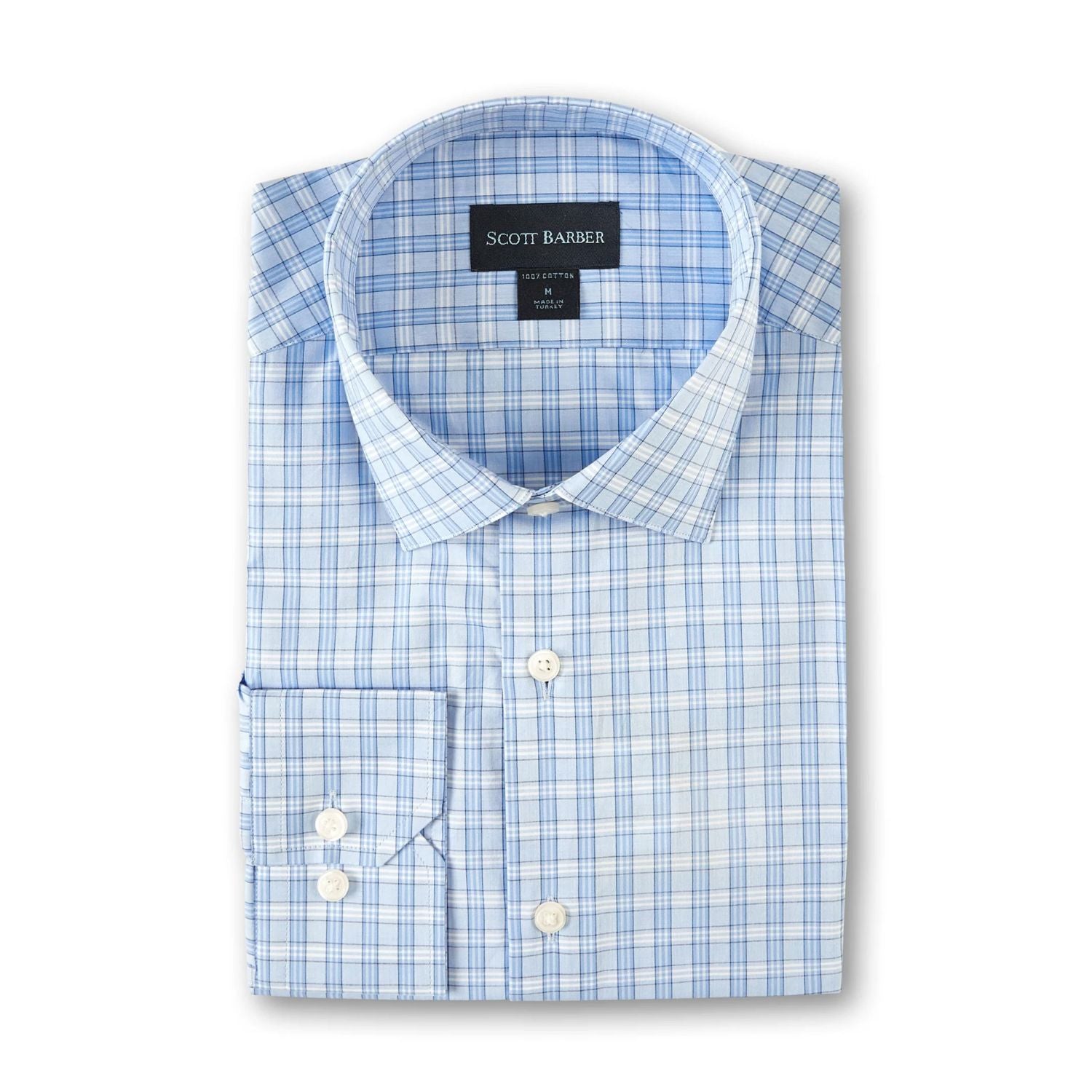 Organic Cotton Plaid Sport Shirt in Sky by Scott Barber