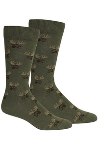 'Buck' Hunting Patterned Cotton Socks in Sage by Brown Dog Hosiery