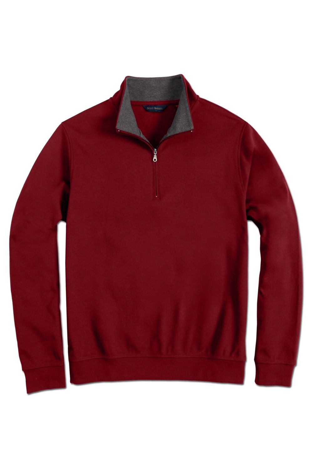 Pima Cotton Zip-Mock Sweatshirt in Burgundy by Scott Barber