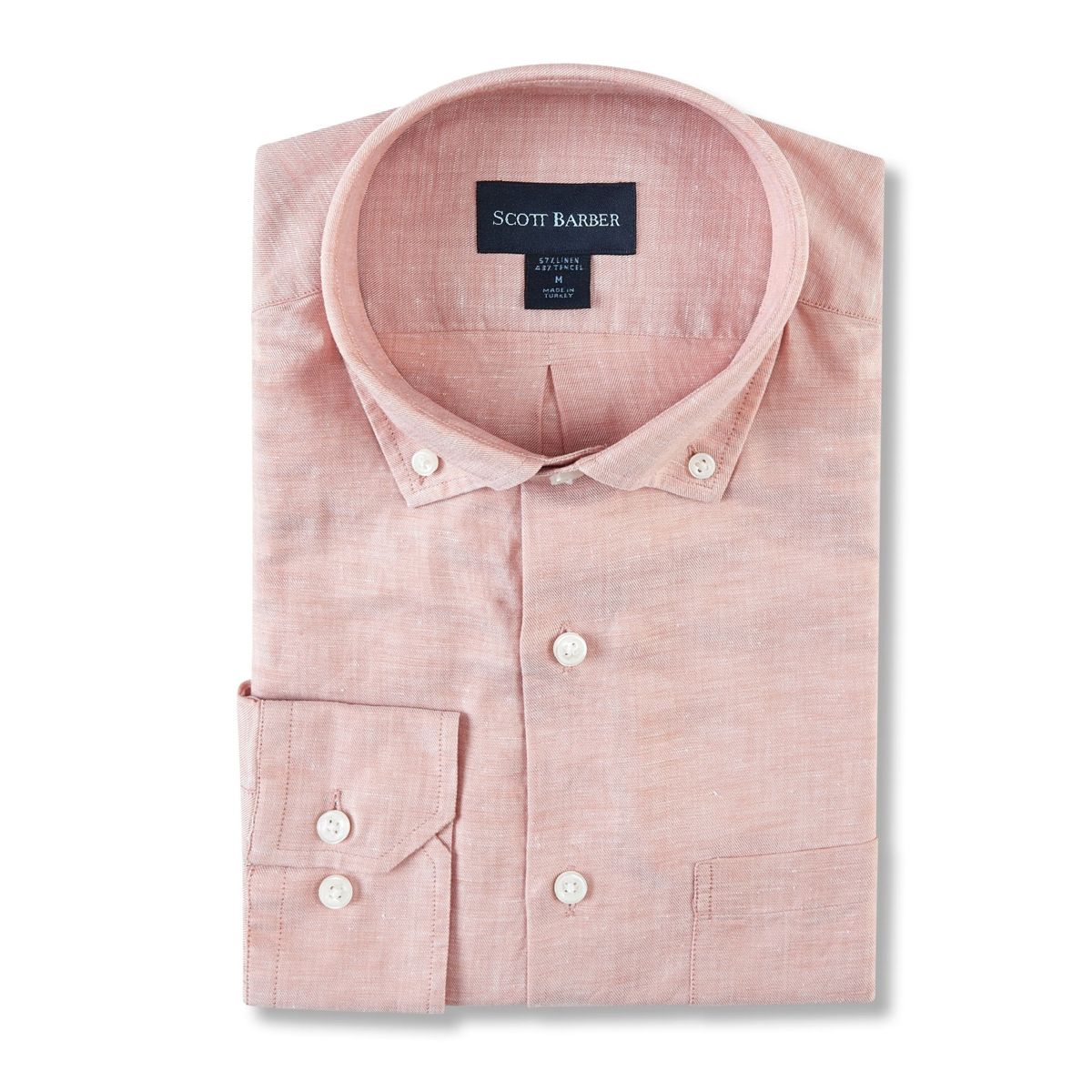 Linen/Tencel Solid Twill Sport Shirt in Spice by Scott Barber