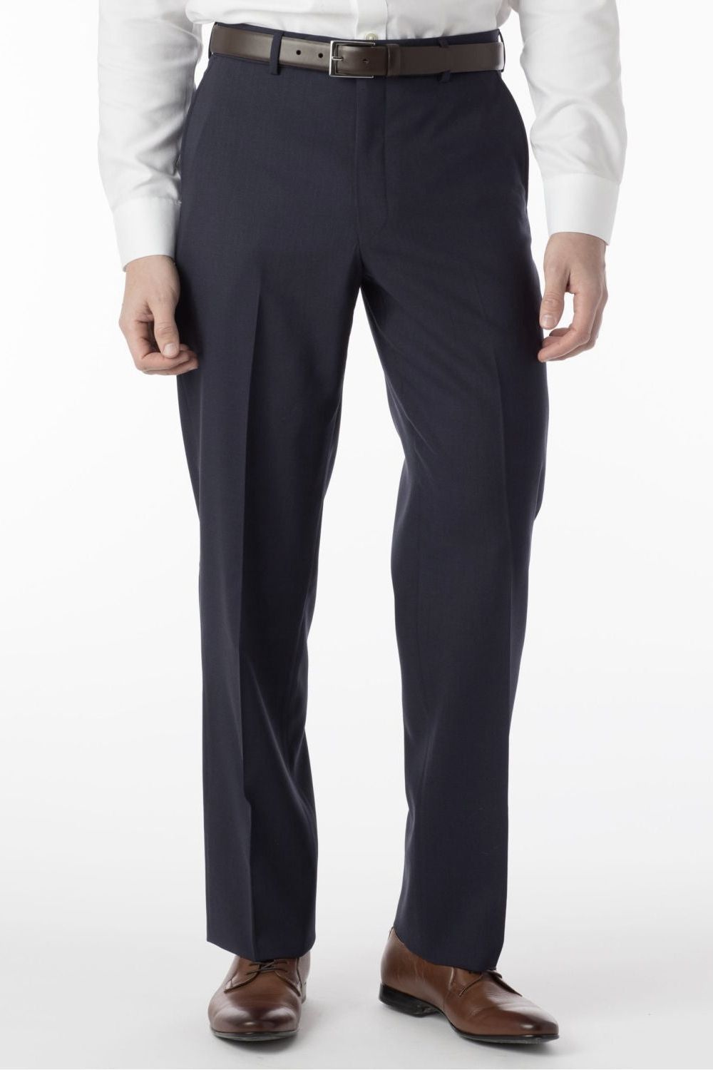 Super 120s Wool Travel Twill Comfort-EZE Trouser in Midnight Navy (Flat Front Models) by Ballin