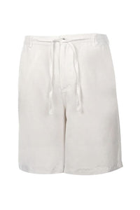 St. Barts Linen Blend Drawstring Shorts in White by Weekender