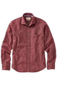 Italian Mélange Brushed Twill Long-Sleeve Sport Shirt in Wine by Borgo28