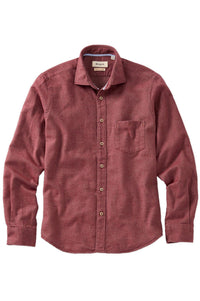 Italian Mélange Brushed Twill Long-Sleeve Sport Shirt in Wine by Borgo28