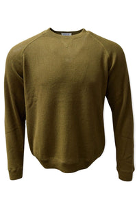 Baby Alpaca Links Knit Raglan Sleeve Sweatshirt-Style Sweater in British Khaki by Blue 1899