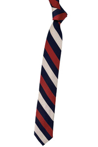 Navy, Red, and Champagne Beltonians 'Regimental' Woven Silk Faille Tie by Robert Talbott