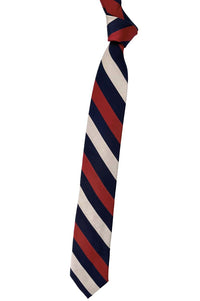 Navy, Red, and Champagne Beltonians 'Regimental' Woven Silk Faille Tie by Robert Talbott