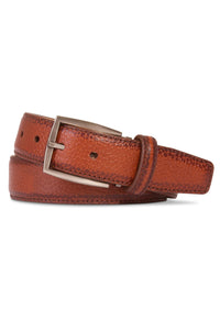 Italian Hand Burnished Scotch Grain Calfskin Belt in Cognac by Brookes & Hyde