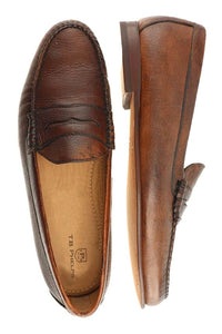Ventura Deerskin Penny Loafer in Cedar by T.B. Phelps