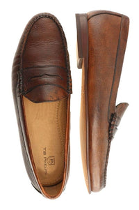 Ventura Deerskin Penny Loafer in Cedar by T.B. Phelps