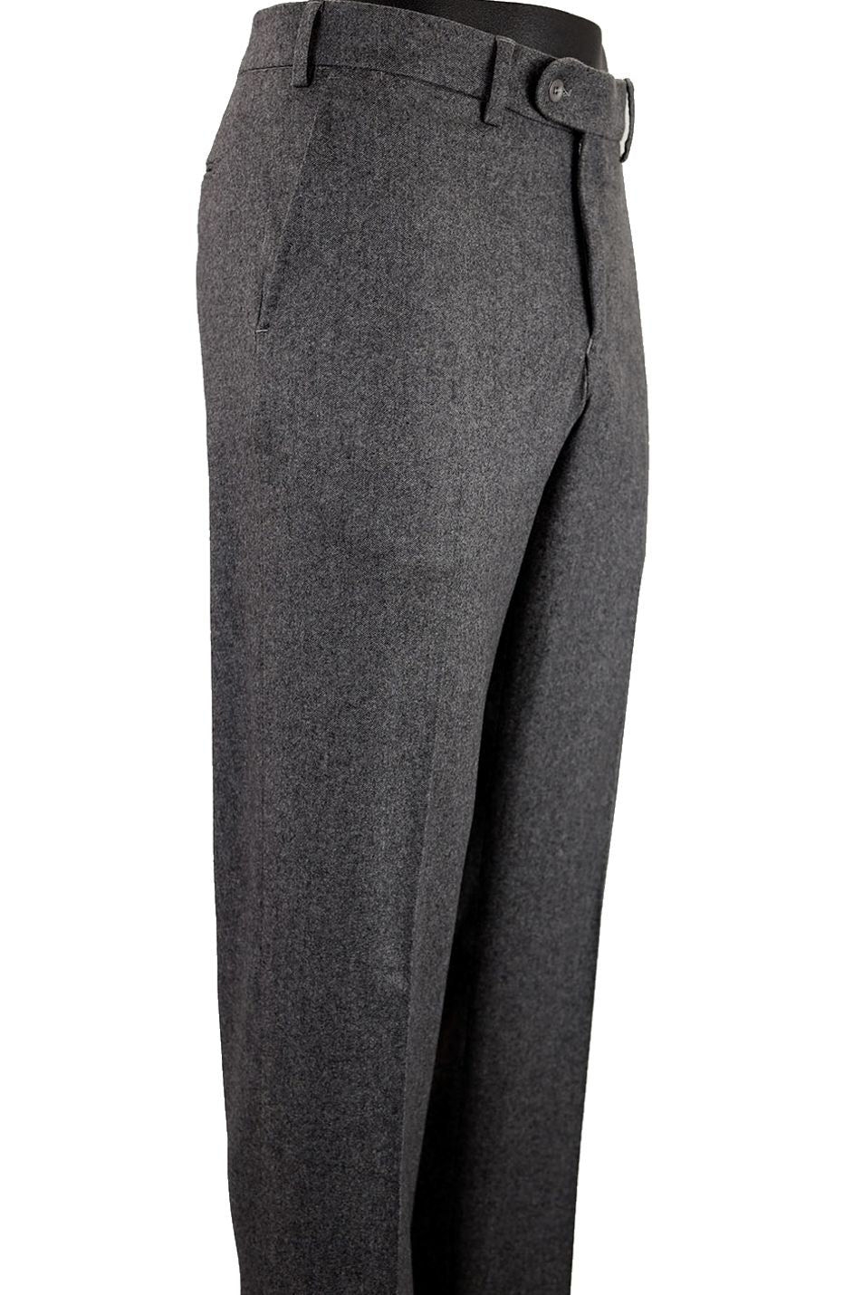 Cashmere Cotton Italian Luxury Flannel Flat Front Trouser in Grey Mix (Houston Modern Fit) by 6 East by Ballin