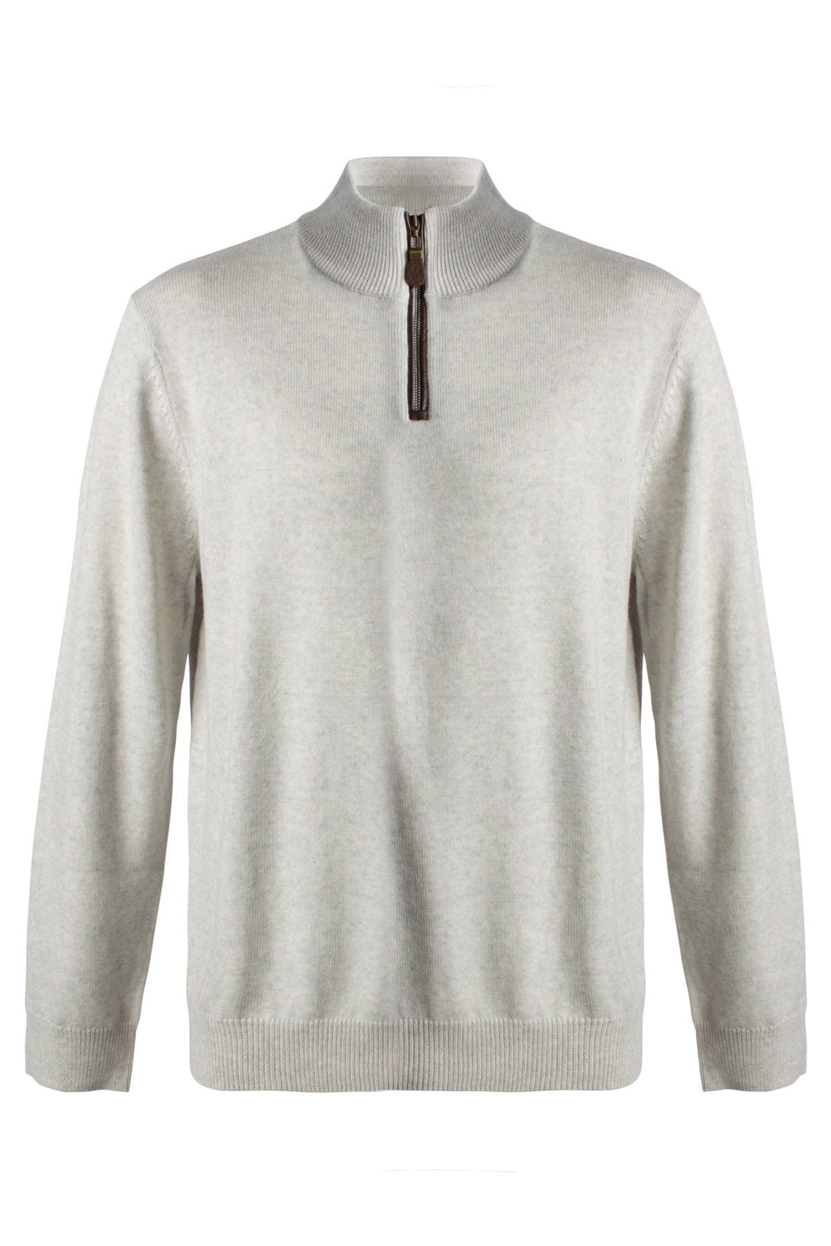 Extra Fine 'Zegna Baruffa' Merino Wool Quarter-Zip Sweater in Winter White by Viyella