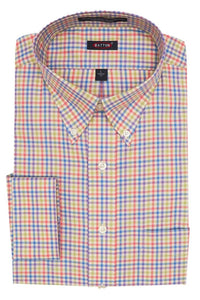 'Gideon' Spring Multi Gingham Long Sleeve Beyond Non-Iron® Cotton Sport Shirt (Tailored Fit) by Batton