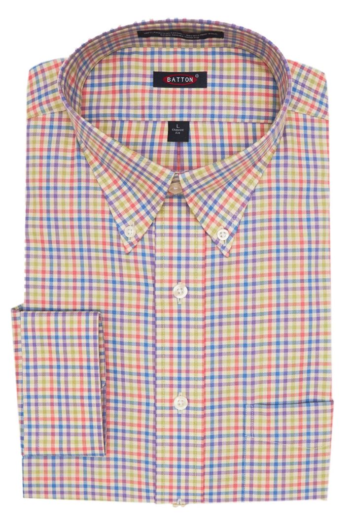 'Gideon' Spring Multi Gingham Long Sleeve Beyond Non-Iron® Cotton Sport Shirt (Tailored Fit) by Batton