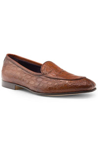 Mica Crocodile Slip-On Loafer in Cognac by Zelli Italia