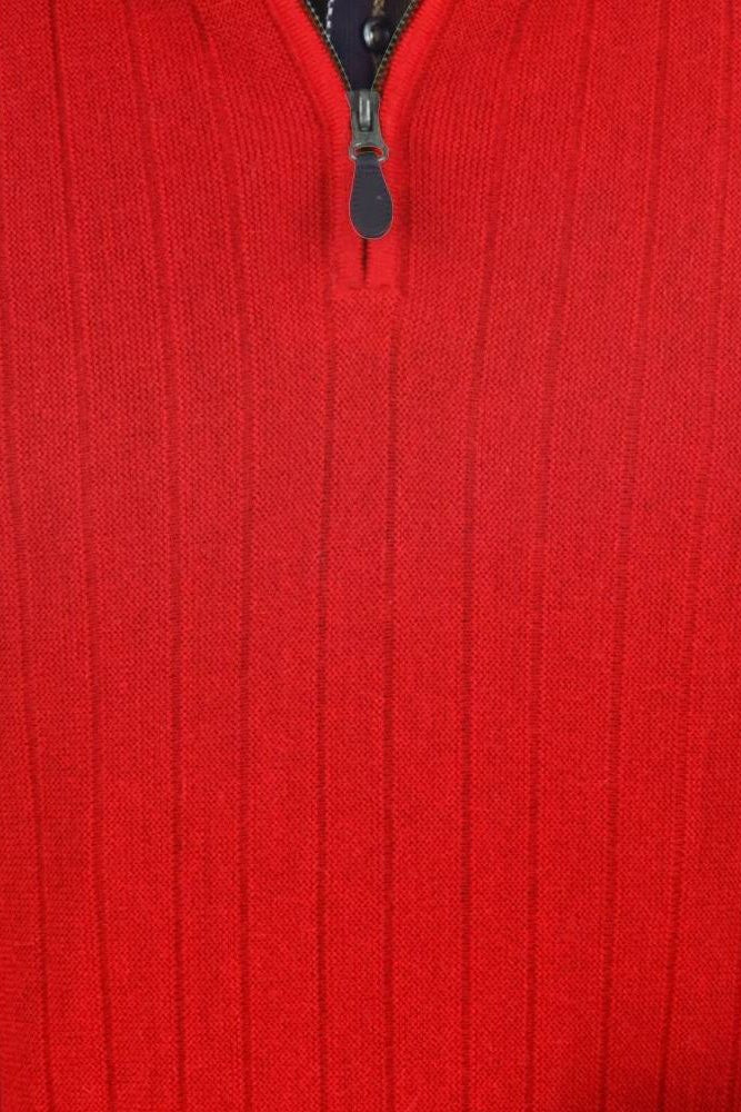 Baby Alpaca 'Links Stitch' Ribbed Zip-Neck Sweater Vest in Red by Peru Unlimited
