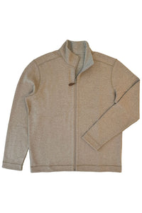 Cliff Reversible Full Zip Knit Jacket in Sand and Heather Grey by Batton