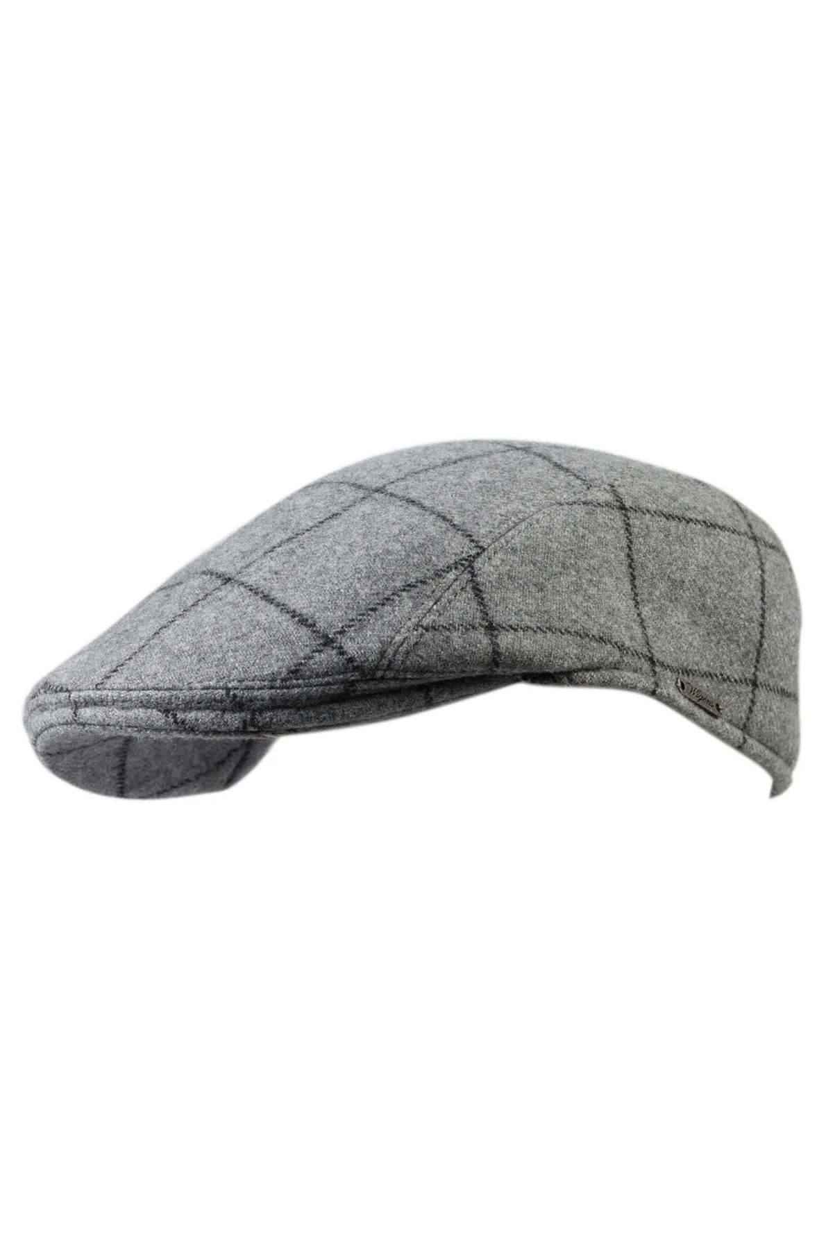Ivy Modern Wool and Cashmere Check 'Archive Line' Cap in Light Grey by Wigens