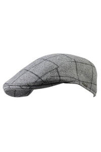 Ivy Modern Wool and Cashmere Check 'Archive Line' Cap in Light Grey by Wigens