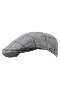 Ivy Modern Wool and Cashmere Check 'Archive Line' Cap in Light Grey by Wigens