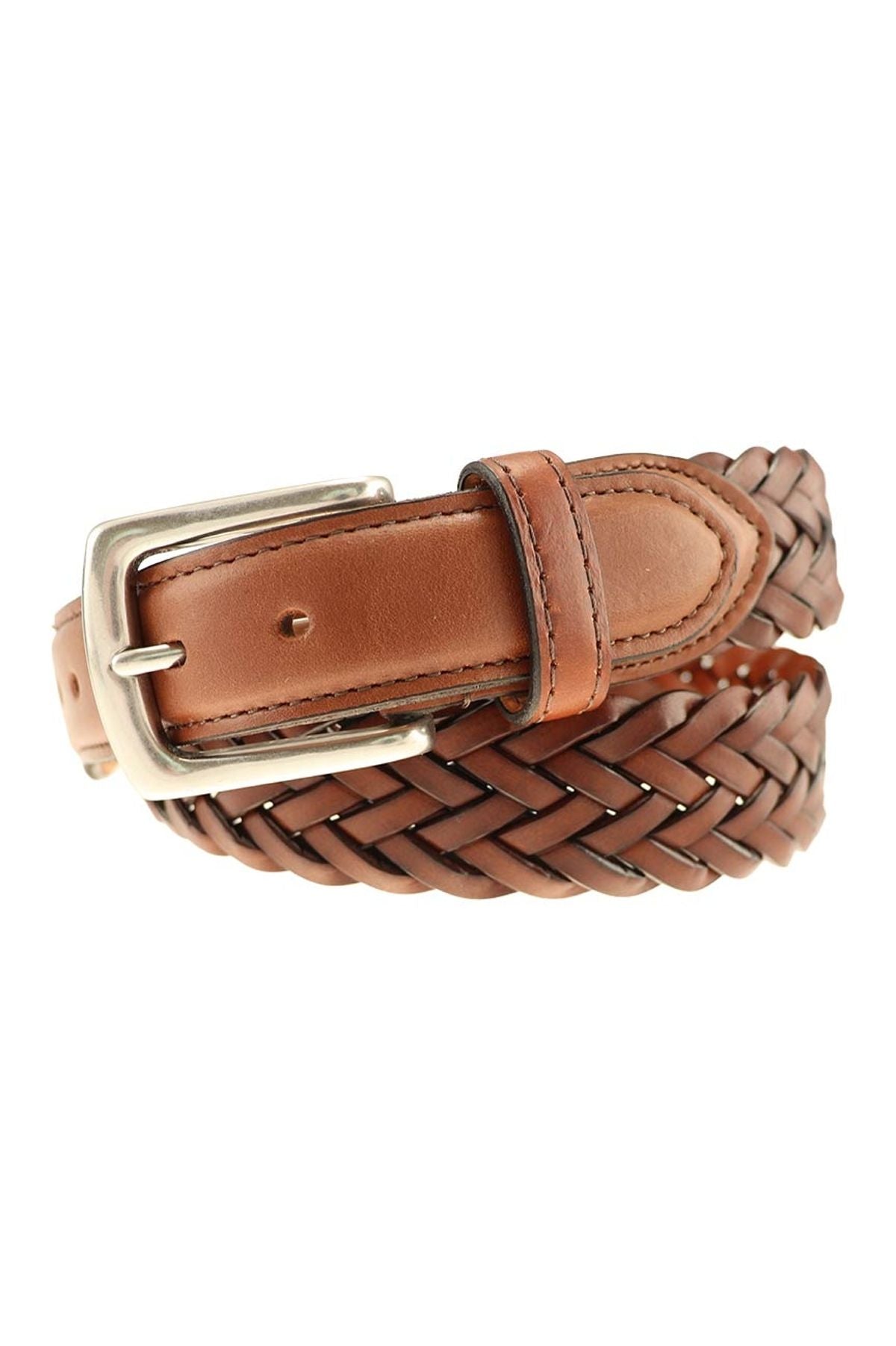 Maxwell Braided Belt in Dark Tan Waxy Leather by T.B. Phelps