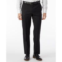 LONG FIT Super 120s Wool Gabardine Comfort-EZE Trouser in Black, Size 44 (Plain Front Model) by Ballin