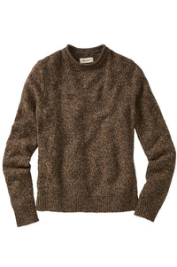 Extra Fine Merino Wool Raw Crew Neck Mouline Sweater in Brown by Borgo28