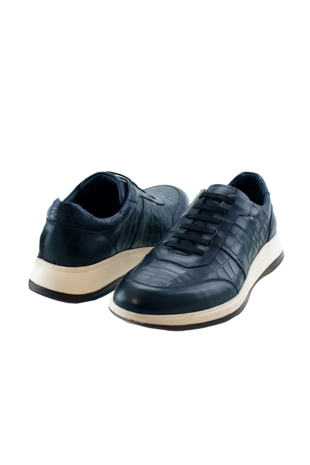 32 Austin Gator Embossed Calfskin Sneaker in Navy by T.B. Phelps