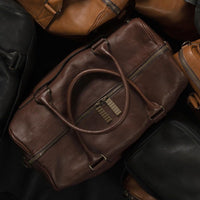 Benedict Leather Weekend Bag in Seven Hills Chocolate by Moore & Giles