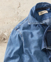 Italian Denim Herringbone Long Sleeve Sport Shirt in Choice of Colors by Borgo28