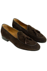 Porto Italian Suede Tassel Loafer in Brown by Alan Payne Footwear