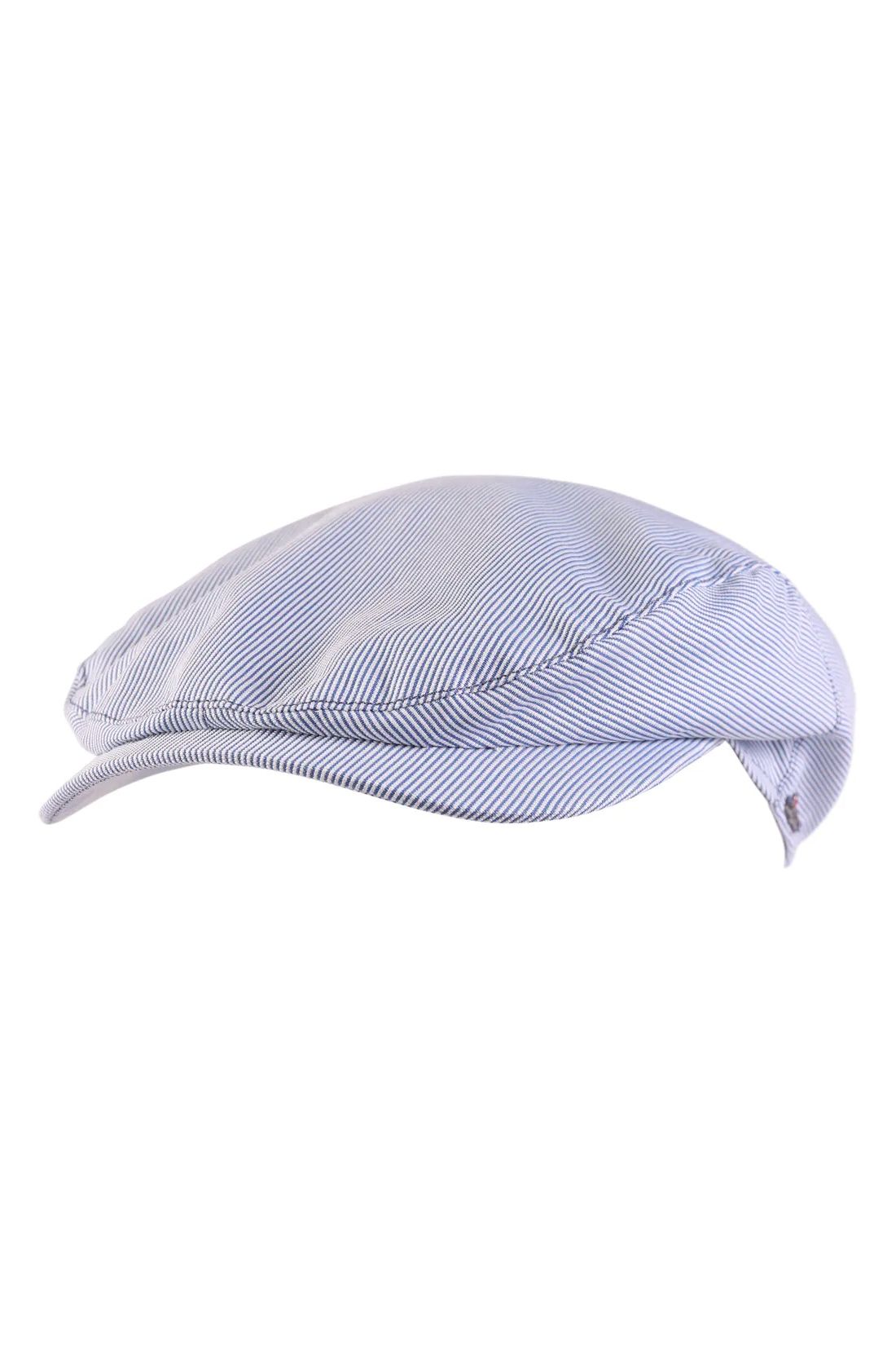 Ivy Classic Cap in Blue Cotton Stripe by Wigens