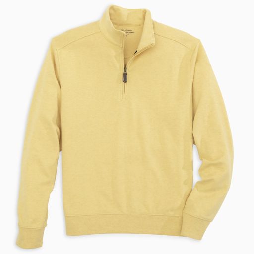 Chandler Quarter-Zip Cotton Performance Pullover in Straw (Size Large) by Batton
