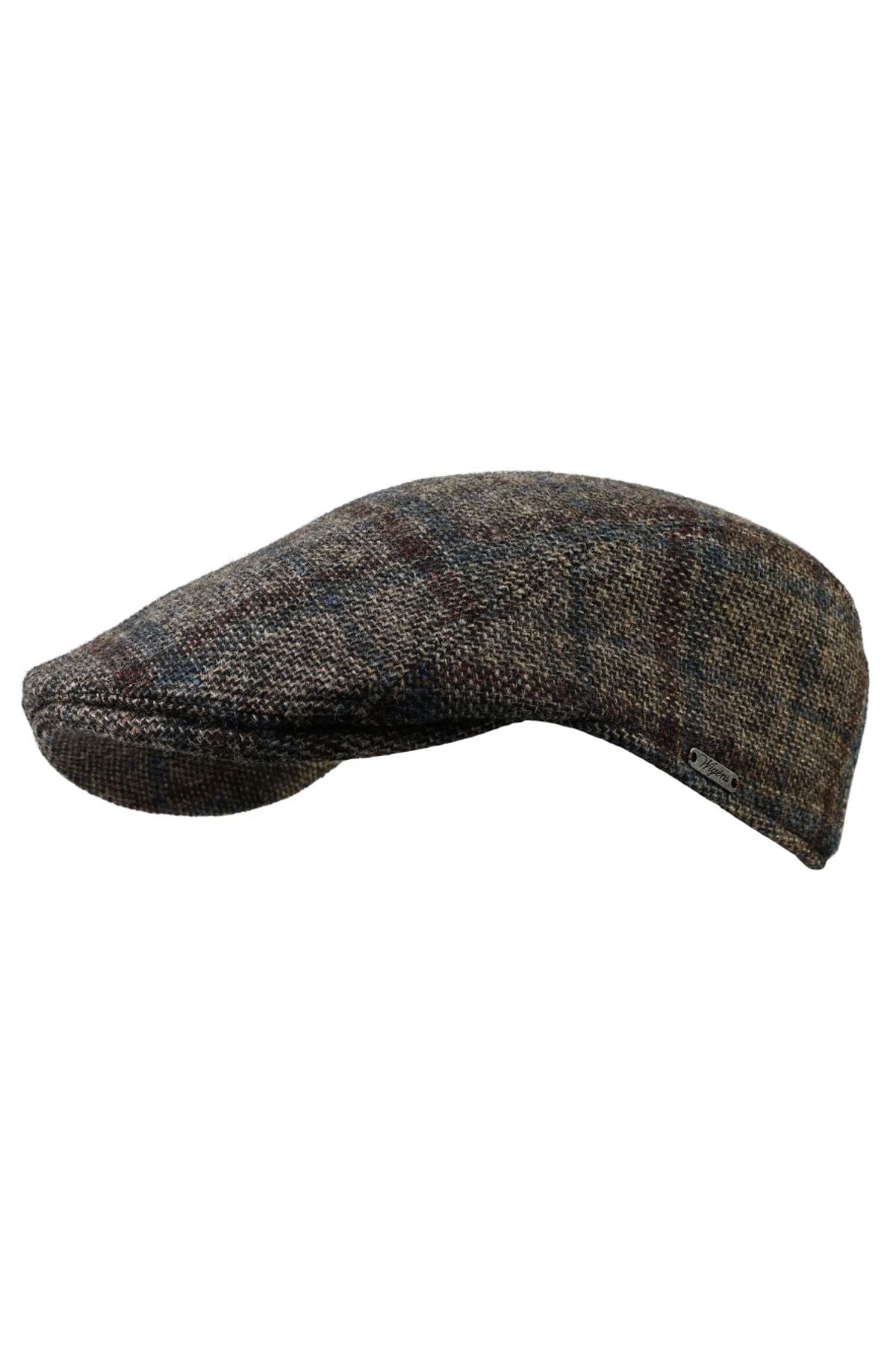 Ivy Modern Morgado Wool Check 'Archive Line' Cap in Brown and Grey Multi by Wigens