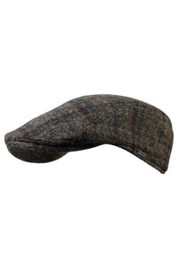 Ivy Modern Morgado Wool Check 'Archive Line' Cap in Brown and Grey Multi by Wigens