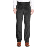 8 Wale Luxury Italian Corduroy Pant in Charcoal (Milan Double Reverse Pleat) by Berle