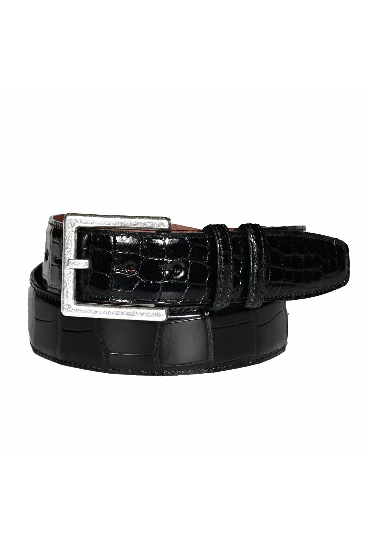 Genuine American Alligator Wide Width Leather Belt in Black by Torino Leather