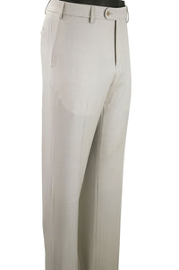 Super 130s Italian Solaro Herringbone Wool Flat Front Trouser in Stone Grey (Houston Modern Fit) by 6 East by Ballin