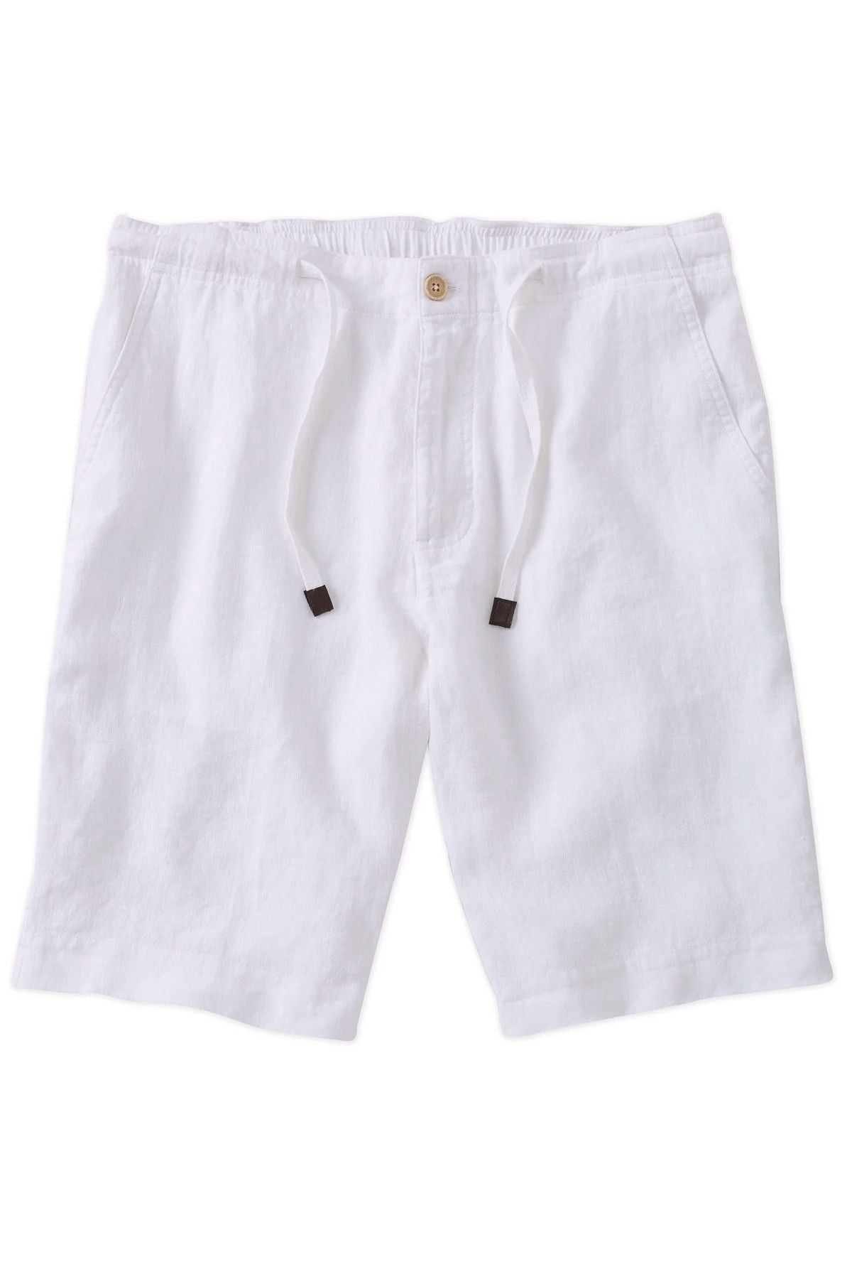 Pure Linen Drawstring Casual Shorts in White by Borgo28
