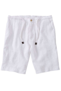 Pure Linen Drawstring Casual Shorts in White by Borgo28