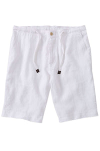 Pure Linen Drawstring Casual Shorts in White by Borgo28