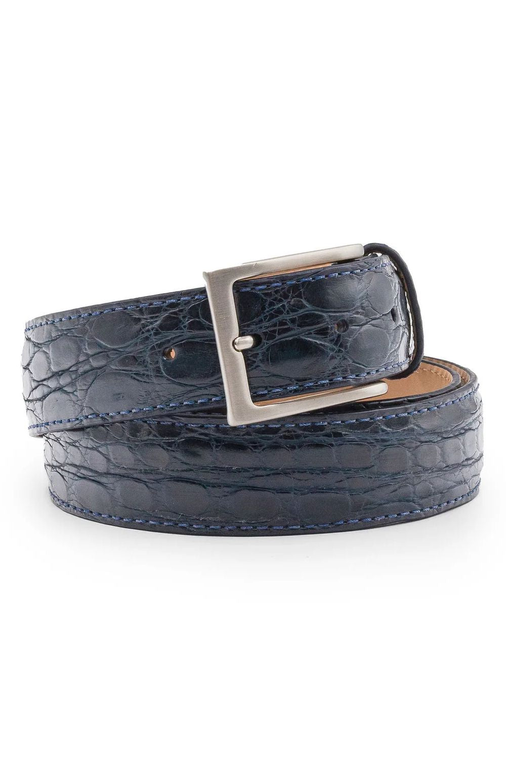 Certified Premium Crocodile Belt in Navy by Zelli Italia