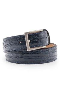 Certified Premium Crocodile Belt in Navy by Zelli Italia