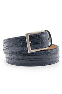 Certified Premium Crocodile Belt in Navy by Zelli Italia