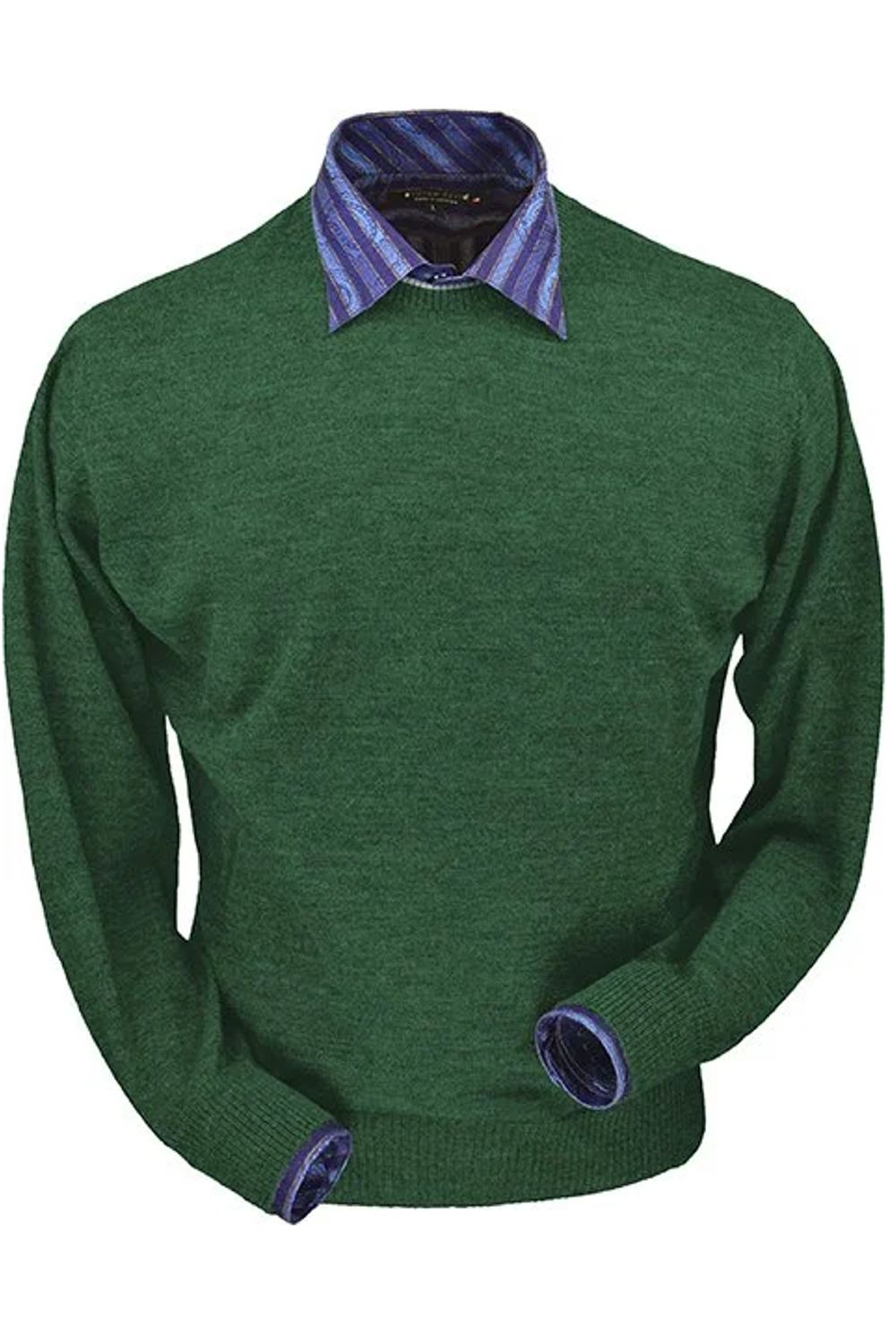Royal Alpaca Crew Neck Sweater in Shamrock Green Heather by Peru Unlimited