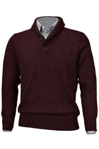 Royal Alpaca 2-Button Shawl Collar Sweater in Wine Heather (Size Medium) by Peru Unlimited