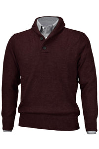 Royal Alpaca 2-Button Shawl Collar Sweater in Wine Heather (Size Medium) by Peru Unlimited